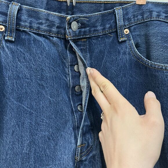 Levi's 501 Button Fly Mens Jeans Size (fits W 40x45 L)  Med. Wash Tall Man Jeans - Picture 4 of 9